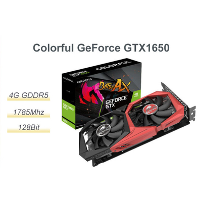 रंगीन GTX1650 4G 128 बिट डिस्क्रीट ग्राफ़िक्स डेस्कटॉप कंप्यूटर गेम कंसोल बॉक्स स्लॉट GDDR5