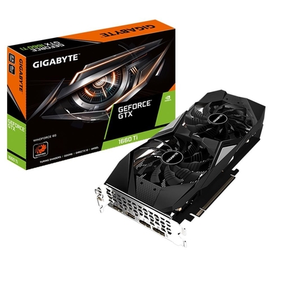 GIGABYTE GeForce GTX1660Ti WINDFORCE 6G GPU 2 X 100 मिमी अद्वितीय ब्लेड प्रशंसक ग्राफिक्स कार्ड (GV-N166TWF2-6GD) के साथ